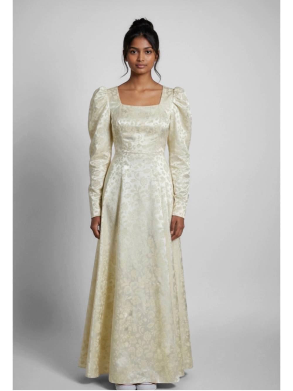 Vintage Handmade Floral Brocade Maxi Wedding or other Dress